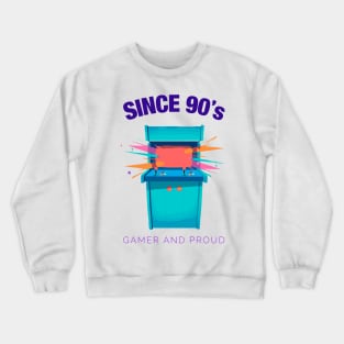 Since 90s Gamer and Proud - Gamer gift - Retro Videogame Crewneck Sweatshirt